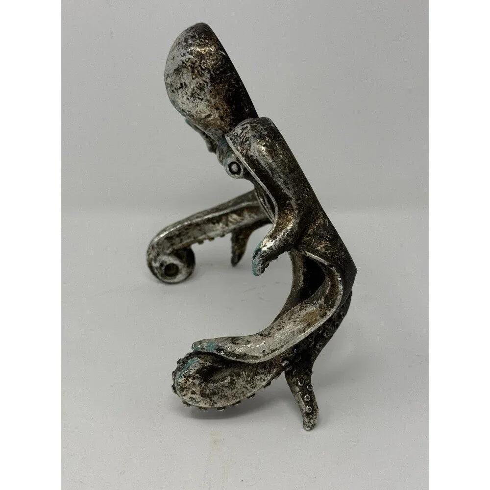Octopus Metal Wall Mounted Toilet Paper Holder Bar Antique Silver/Blue Nautical